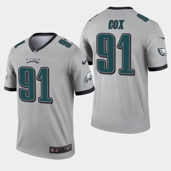 Men's Philadelphia Eagles #91 Fletcher Cox Inverted Legend Jersey - Silver