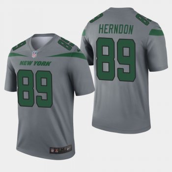 Men's New York Jets #89 Chris Herndon Inverted Legend Jersey - Gray