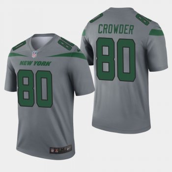 Men's New York Jets #80 Jamison Crowder Inverted Legend Jersey - Gray