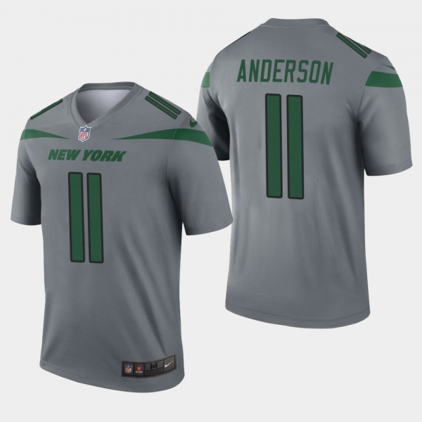 Men's New York Jets #11 Robby Anderson Inverted Legend Jersey - Gray