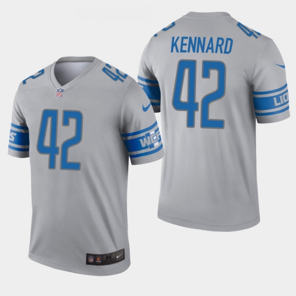 Men's Detroit Lions #42 Devon Kennard Inverted Legend Jersey - Gray