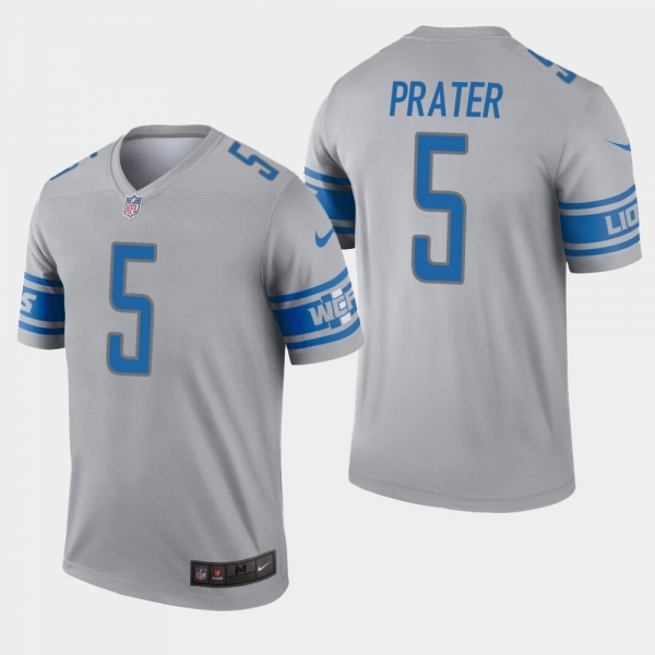 Men's Detroit Lions #5 Matt Prater Inverted Legend Jersey - Gray