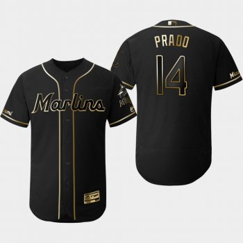 Men's Miami Marlins Black Martin Prado Flex Base Jersey