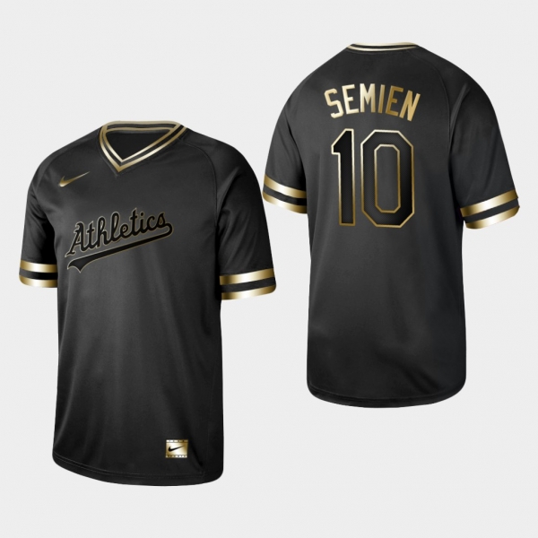 Men's Oakland Athletics Black Marcus Semien V-Neck Jersey