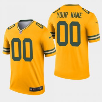 Men's Green Bay Packers #00 Custom Inverted Legend Jersey - Gold