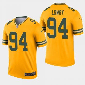 Men's Green Bay Packers #94 Dean Lowry Inverted Legend Jersey - Gold