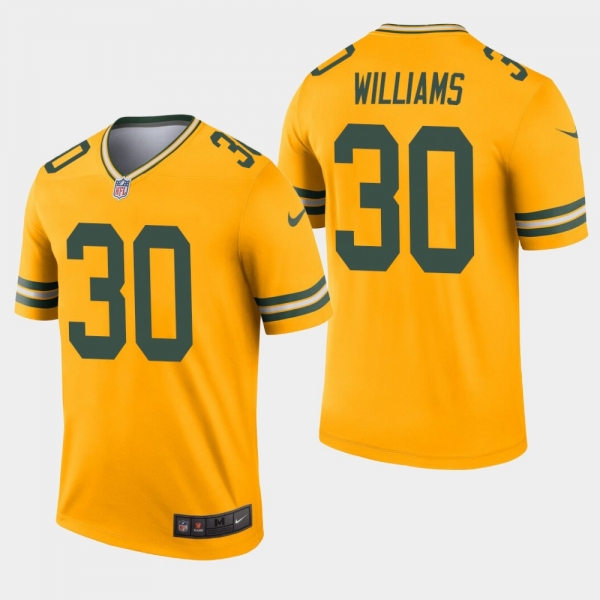 Men's Green Bay Packers #30 Jamaal Williams Inverted Legend Jersey - Gold