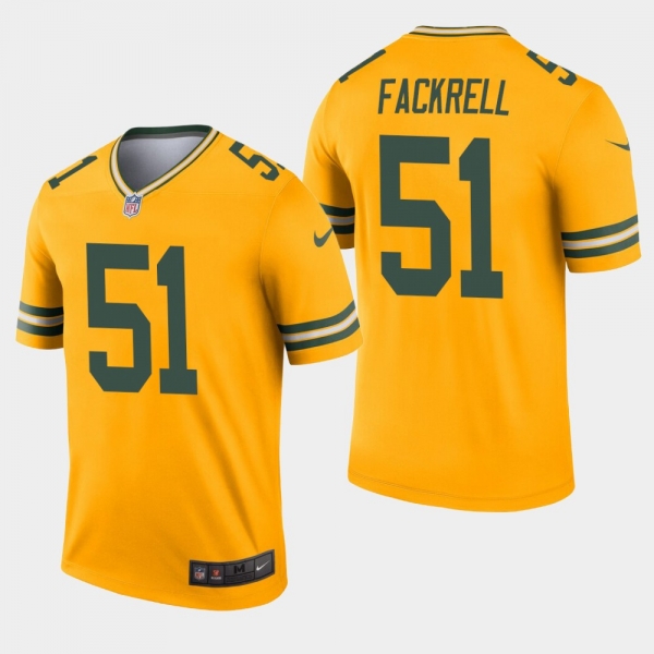 Men's Green Bay Packers #51 Kyler Fackrell Inverted Legend Jersey - Gold