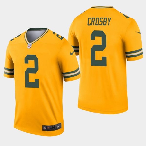 Men's Green Bay Packers #2 Mason Crosby Inverted Legend Jersey - Gold