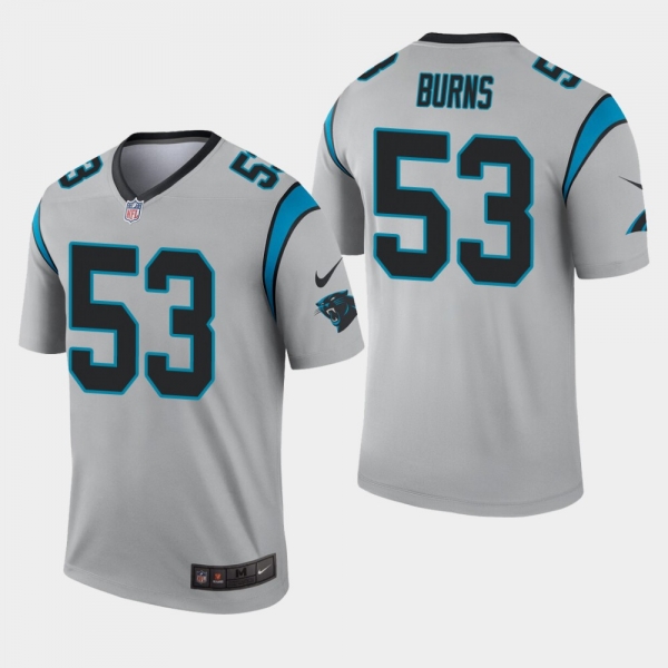 Men's Carolina Panthers #53 Brian Burns Inverted Legend Jersey - Silver