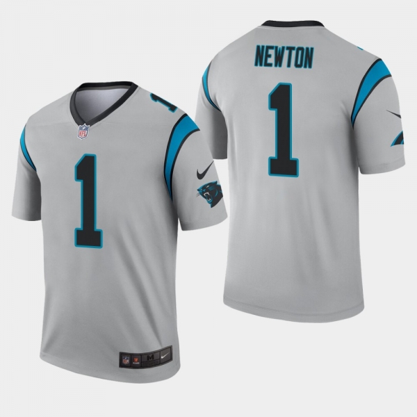 Men's Carolina Panthers #1 Cam Newton Inverted Legend Jersey - Silver