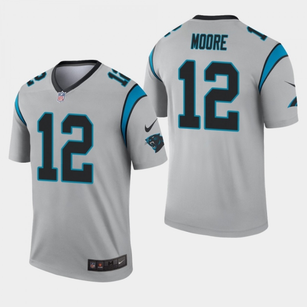 Men's Carolina Panthers #12 D.J. Moore Inverted Legend Jersey - Silver