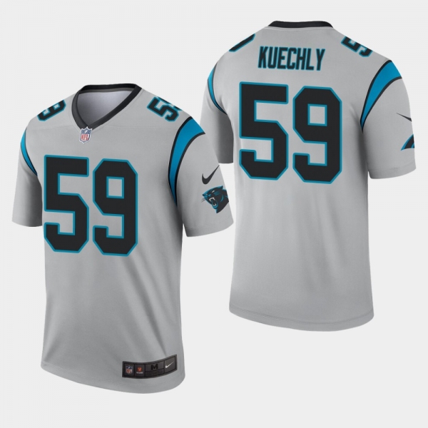 Men's Carolina Panthers #59 Luke Kuechly Inverted Legend Jersey - Silver