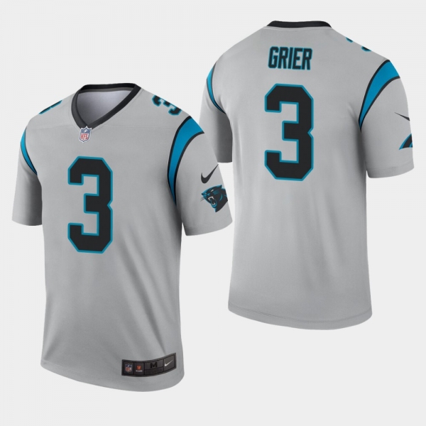 Men's Carolina Panthers #3 Will Grier Inverted Legend Jersey - Silver