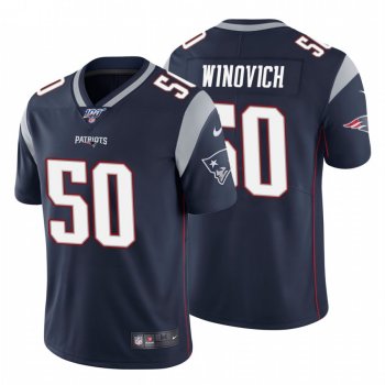 Men's New England Patriots #50 Chase Winovich Navy 100th Season Vapor Limited Jersey