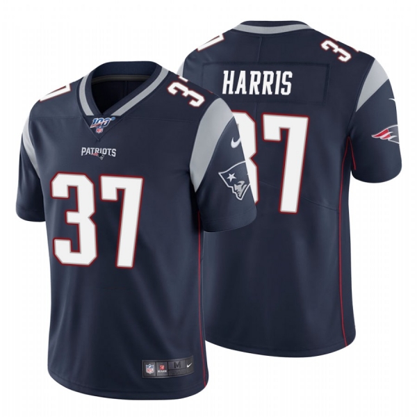 Men's New England Patriots #37 Damien Harris Navy 100th Season Vapor Limited Jersey