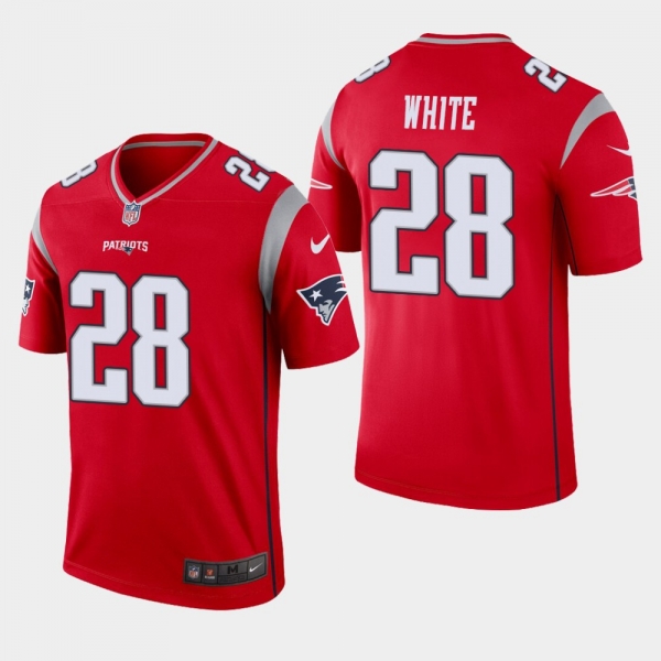 Men's New England Patriots #28 James White Inverted Legend Jersey - Red