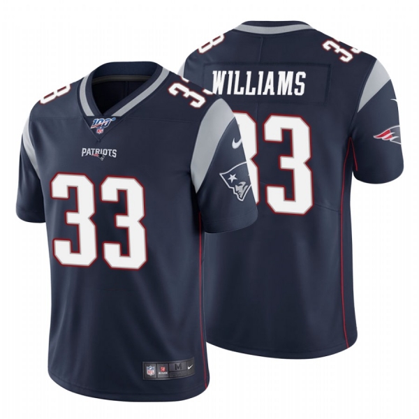 Men's New England Patriots #33 Joejuan Williams Navy 100th Season Vapor Limited Jersey