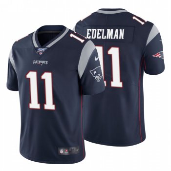 Men's New England Patriots #11 Julian Edelman Navy 100th Season Vapor Limited Jersey