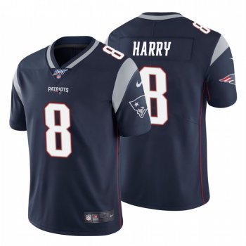 Men's New England Patriots #8 N'Keal Harry Navy 100th Season Vapor Limited Jersey