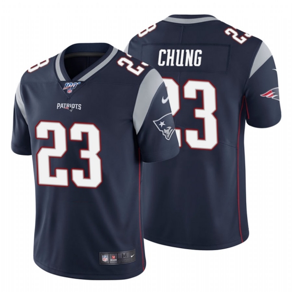 Men's New England Patriots #23 Patrick Chung Navy 100th Season Vapor Limited Jersey