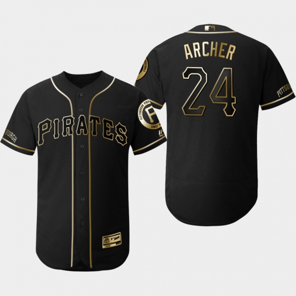 Men's Pittsburgh Pirates Black Chris Archer Flex Base Jersey