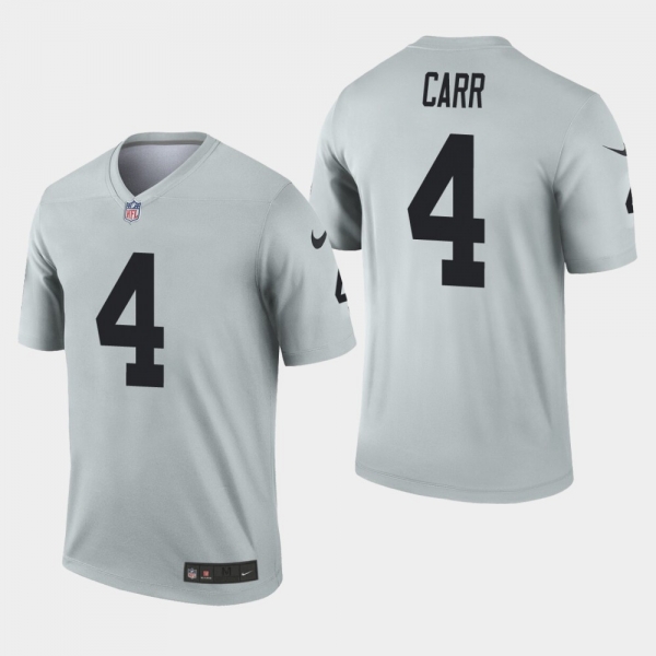 Men's Oakland Raiders #4 Derek Carr Inverted Legend Jersey - Silver