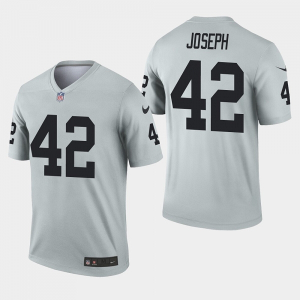 Men's Oakland Raiders #42 Karl Joseph Inverted Legend Jersey - Silver