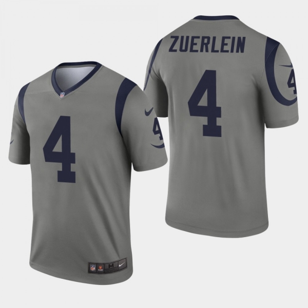 Men's Los Angeles Rams #4 Greg Zuerlein Inverted Legend Jersey - Gray