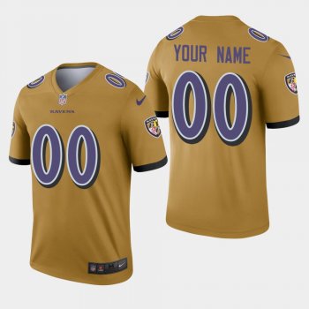 Men's Baltimore Ravens #00 Custom Inverted Legend Jersey - Gold