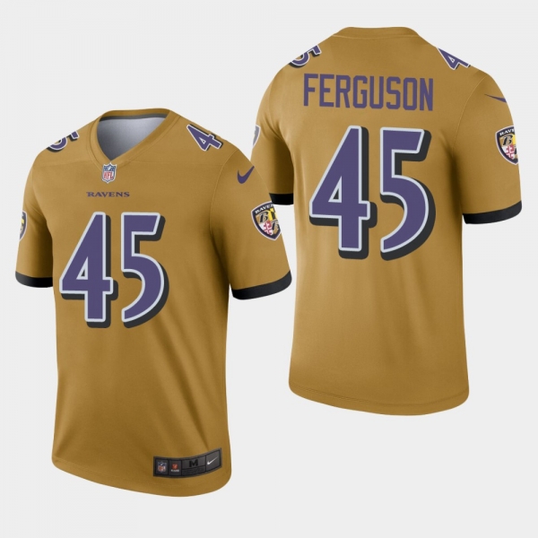 Men's Baltimore Ravens #45 Jaylon Ferguson Inverted Legend Jersey - Gold