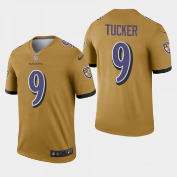 Men's Baltimore Ravens #9 Justin Tucker Inverted Legend Jersey - Gold