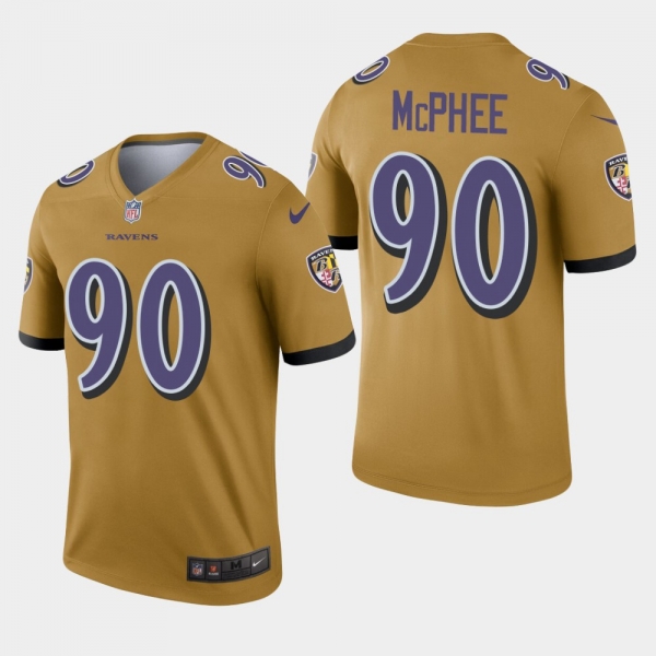 Men's Baltimore Ravens #90 Pernell McPhee Inverted Legend Jersey - Gold