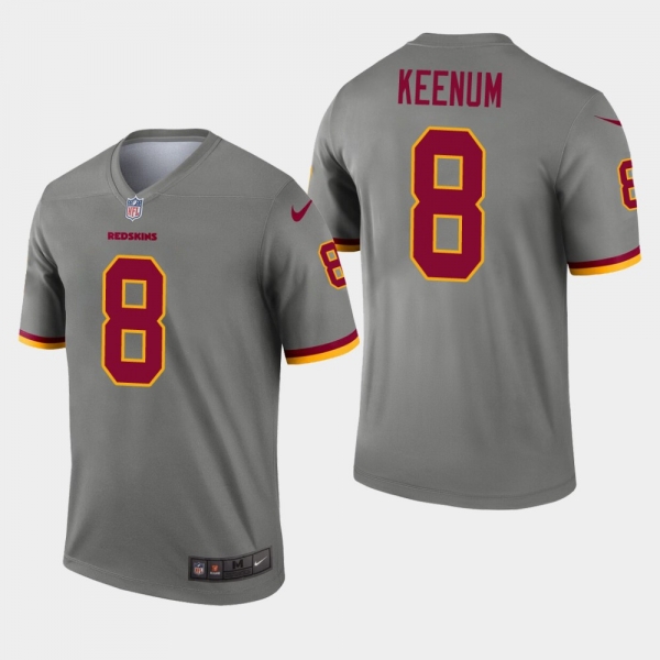 Men's Washington Redskins #8 Case Keenum Inverted Legend Jersey - Gray