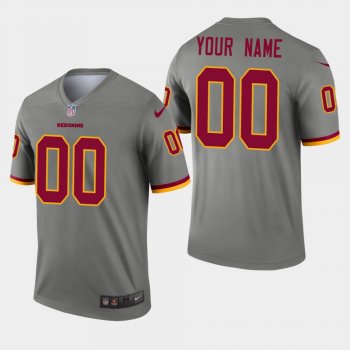 Men's Washington Redskins #00 Custom Inverted Legend Jersey - Gray