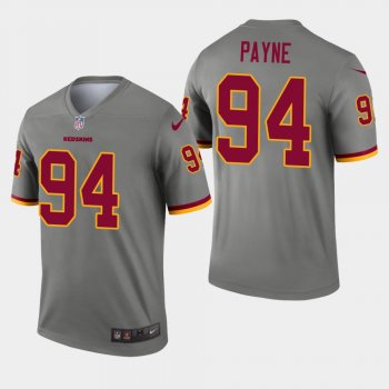 Men's Washington Redskins #94 Da'ron Payne Inverted Legend Jersey - Gray