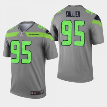 Men's Seattle Seahawks #95 L.J. Collier Inverted Legend Jersey - Gray