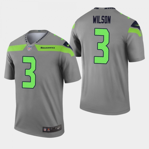 Men's Seattle Seahawks #3 Russell Wilson Inverted Legend Jersey - Gray