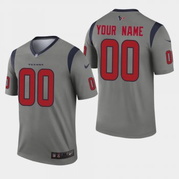 Men's Houston Texans #00 Custom Inverted Legend Jersey - Gray