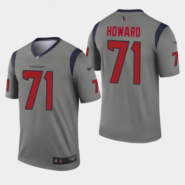 Men's Houston Texans #71 Tytus Howard Inverted Legend Jersey - Gray