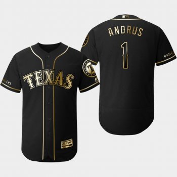 Men's Texas Rangers Black Elvis Andrus Flex Base Jersey