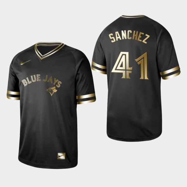 Men's Toronto Blue Jays Black Aaron Sanchez V-Neck Jersey