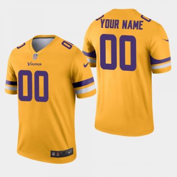 Men's Minnesota Vikings #00 Custom Inverted Legend Jersey - Gold