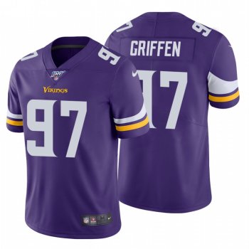 Men's Minnesota Vikings #97 Everson Griffen Purple 100th Season Vapor Limited Jersey