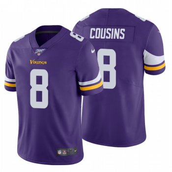 Men's Minnesota Vikings #8 Kirk Cousins Purple 100th Season Vapor Limited Jersey