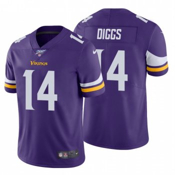 Men's Minnesota Vikings #14 Stefon Diggs Purple 100th Season Vapor Limited Jersey