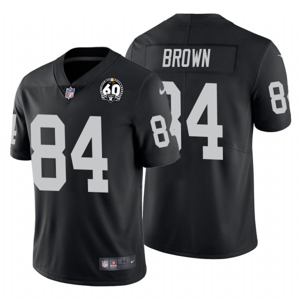 Men's Antonio Brown #84 Oakland Raiders 60th Anniversary Patch Black Vapor Limited Jersey