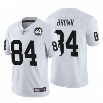 Men's Antonio Brown #84 Oakland Raiders 60th Anniversary Patch White Vapor Limited Jersey