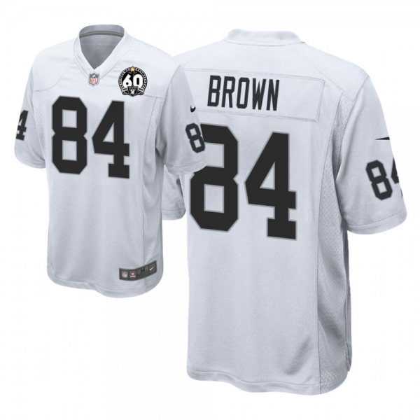 Men's Oakland Raiders #84 Antonio Brown 60th Season White Game Jersey