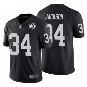 Men's Bo Jackson #34 Oakland Raiders 60th Anniversary Patch Black Vapor Limited Jersey